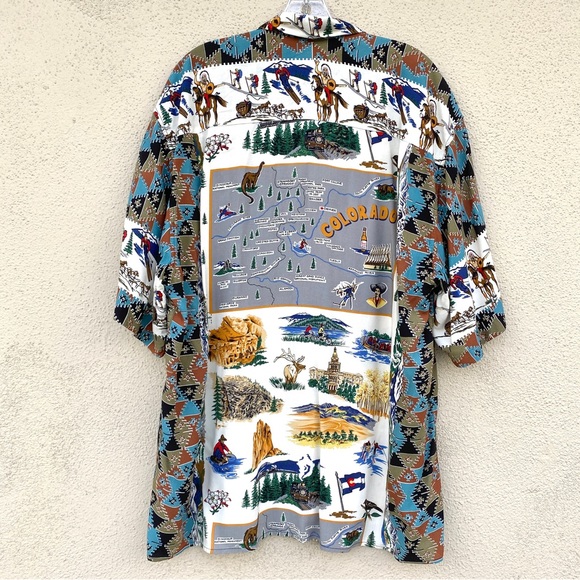 REYN SPOONER vintage Hawaiian shirt COLORADO pride STATE MAP tropical men’s XL - Picture 9 of 10